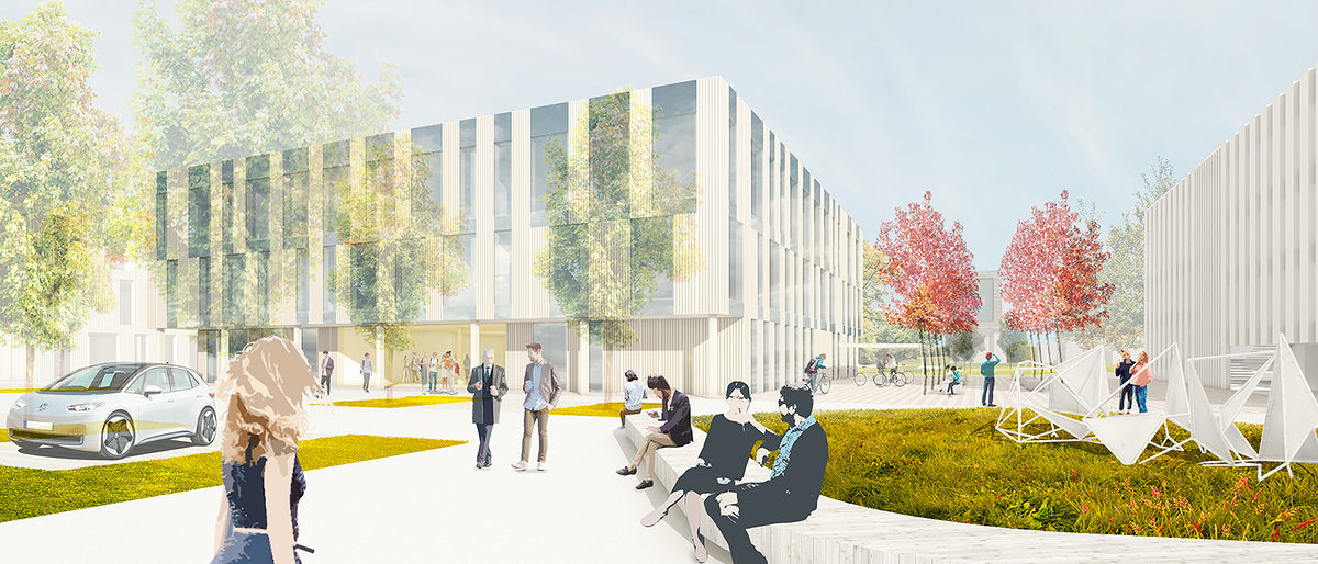 1. Platz - Schuster Architekten, Düsseldorf: Der Entwurf für den Neubau der Handwerkskammer Koblenz (HwK) besticht durch seine klare Volumenverteilung im städtischen Raum. Drei unterschiedlich große Baukörper, die jedoch in ihrer Höhenentwicklung einander gleichen, schaffen ein stimmiges, lineares Gebäudeensemble. 1. Platz - Schuster Architekten, Düsseldorf: Der Entwurf für den Neubau der Handwerkskammer Koblenz (HwK) besticht durch seine klare Volumenverteilung im städtischen Raum. Drei unterschiedlich große Baukörper, die jedoch in ihrer Höhenentwicklung einander gleichen, schaffen ein stimmiges, lineares Gebäudeensemble.