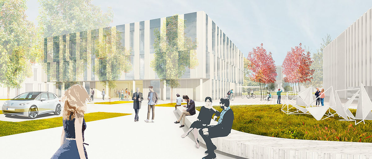 So soll der künftige "Campus Handwerk" aussehen: Der Neubau entlang der August-Horch-Straße 6-8 wurde entworfen vom Düsseldorfer Büro "Architekten Schuster". So soll der künftige "Campus Handwerk" aussehen: Der Neubau entlang der August-Horch-Straße 6-8 wurde entworfen vom Düsseldorfer Büro "Architekten Schuster".