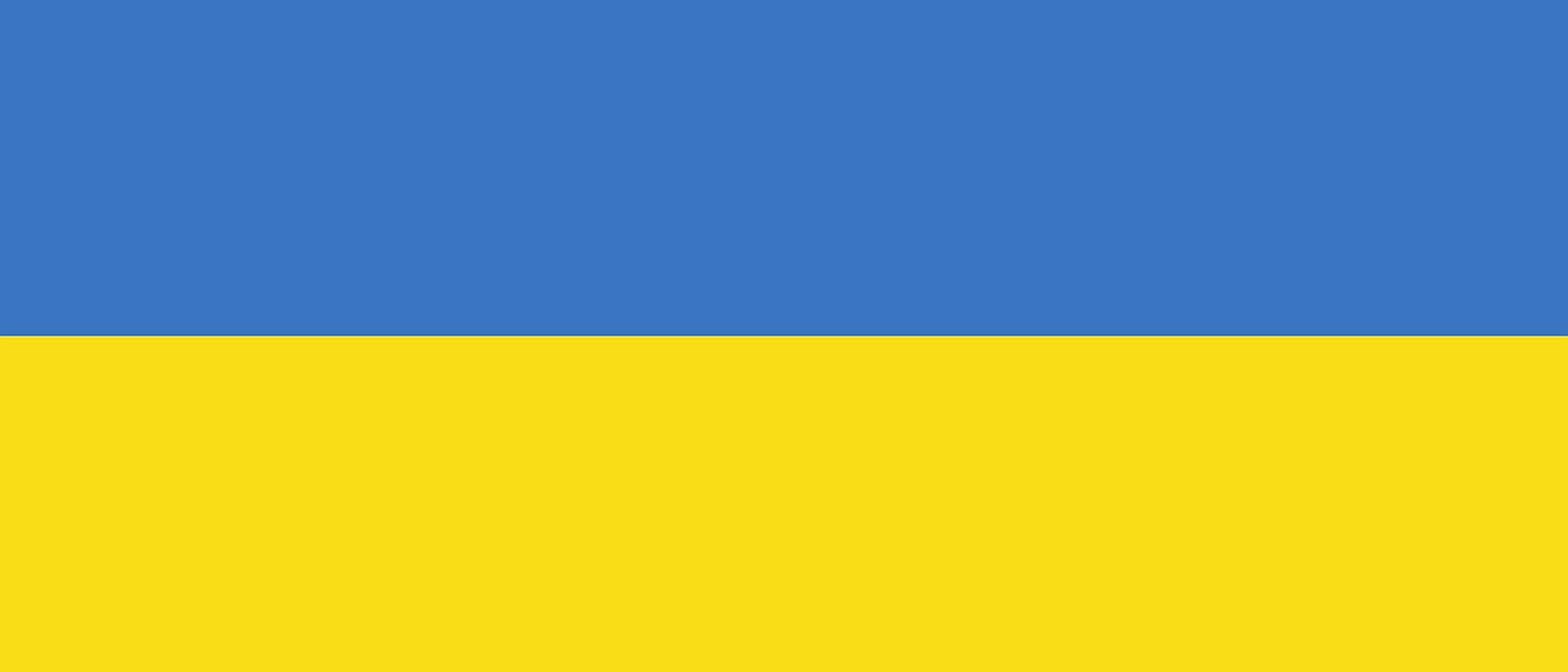 Die Nationalflagge der Ukraine ist gelb und blau.