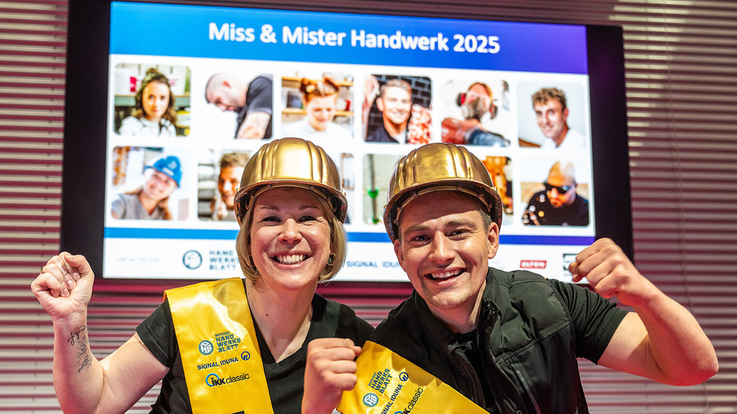 Katja Lilu Melder und Marius Karl Hanten bei der Wahl zu Miss und Mister Handwerk 2025