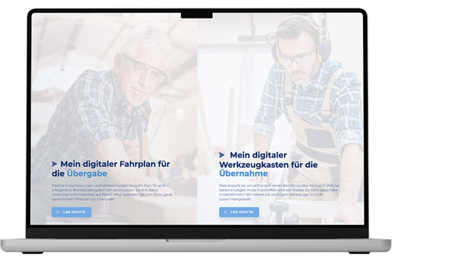 Notebook mit dem Bild der Website nachfolgewerkstatt.de