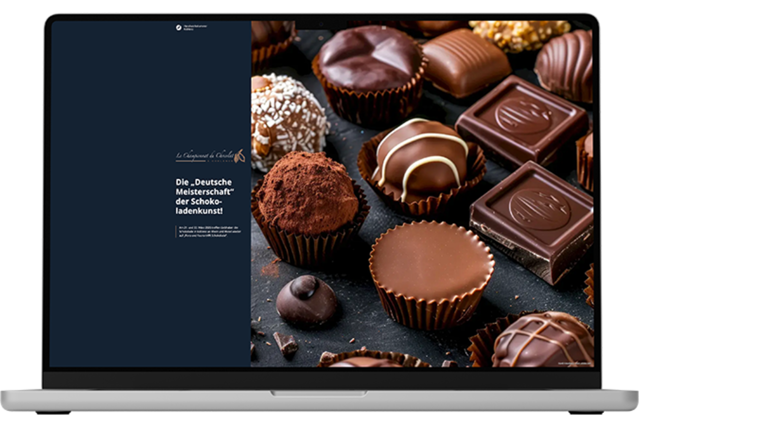 Notebook mit dem Bild der Website championnat-du-chocolat.info