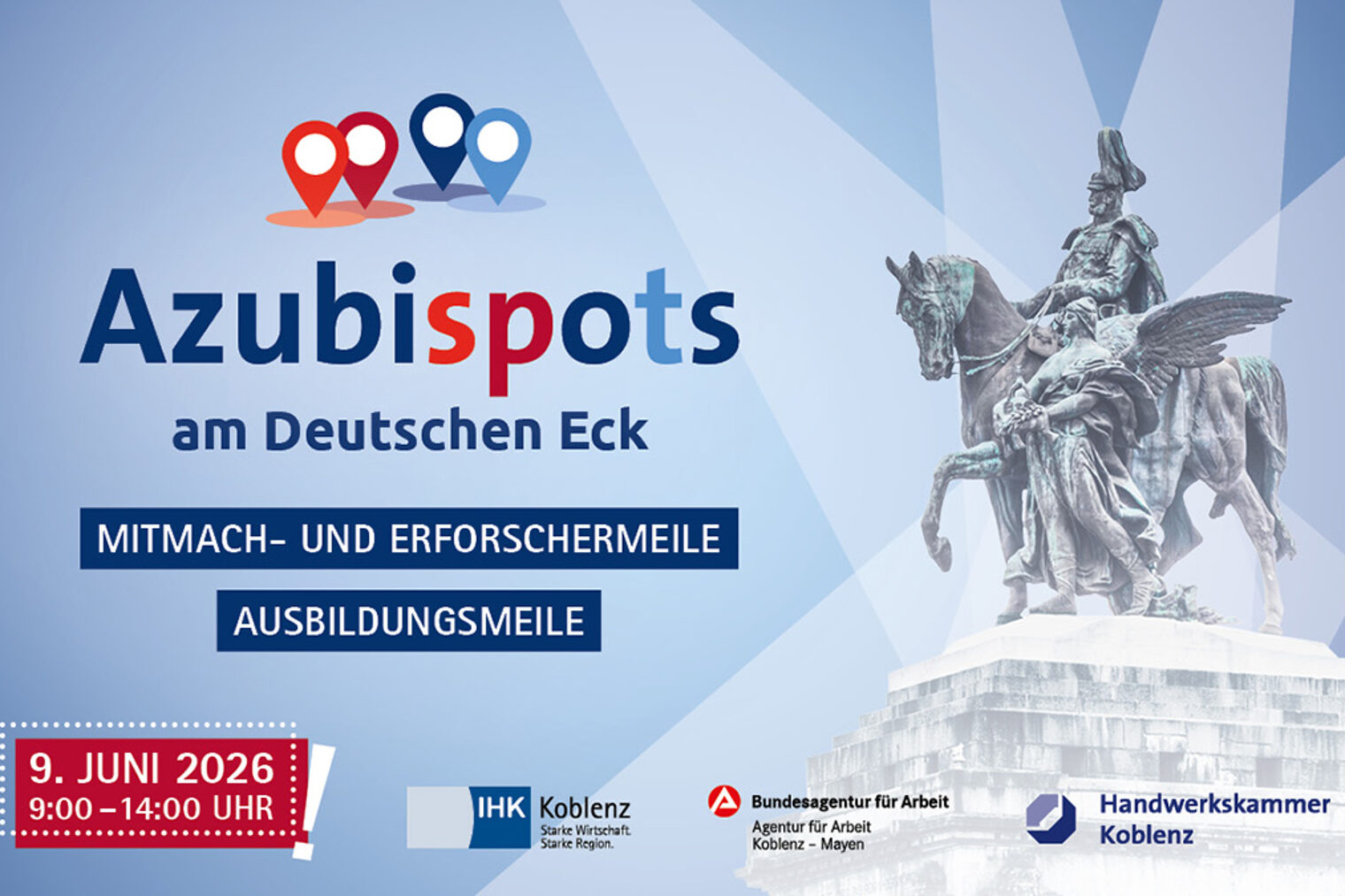 Plakat der Azubispots am Deutschen Eck in Koblenz
