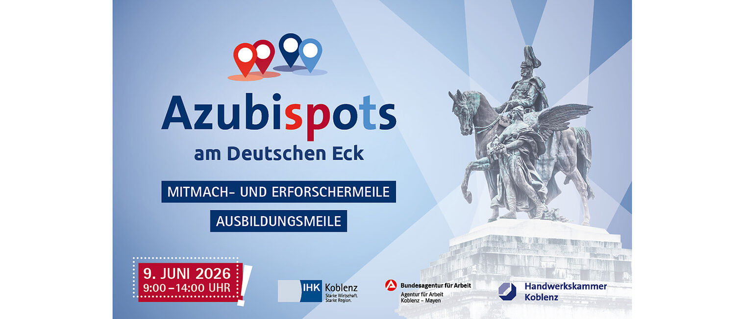 Plakat der Azubispots am Deutschen Eck in Koblenz